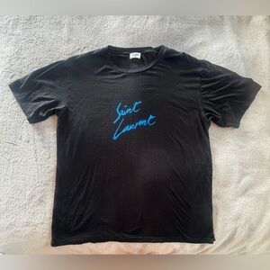 Saint Laurent Black Graphic Logo Tee Shirt Size L